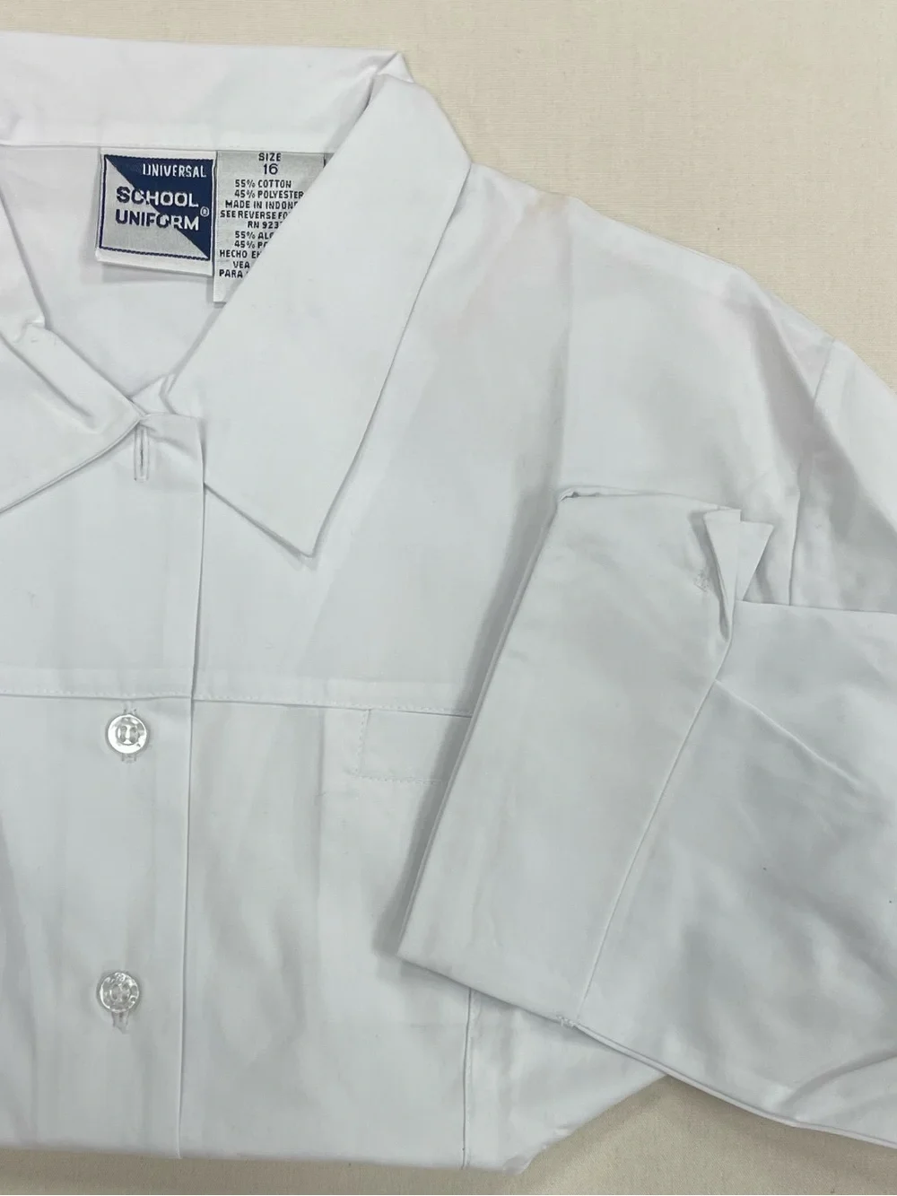 Universal White School Uniform Button-Front Blouse
